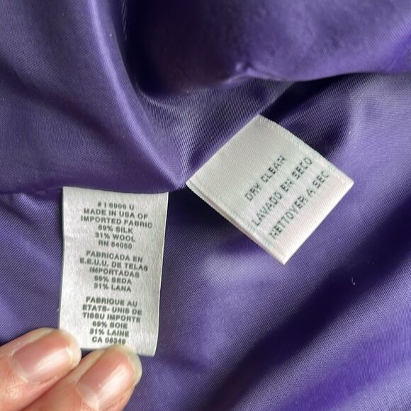 Vintage Christian Dior purple silk and wool blend skirt and blazer set size 12p. - Picture 9 of 15